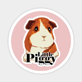 Fuzzy Guinea Pig with Little Piggy typography Magnet